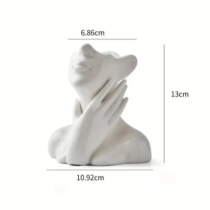 Kunstnerisk Halvt Ansigt Keramik Vaser - Skulptur - Boligindretning - Blomsterkrukke Vases Danmarkmode.dk