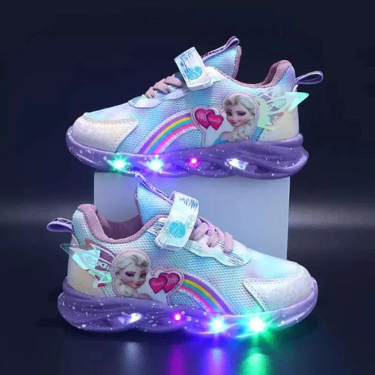 LED Lys Princess Elsa Sneakers Børn - Disney - Mesh - Frozen Sneakers Danmarkmode.dk