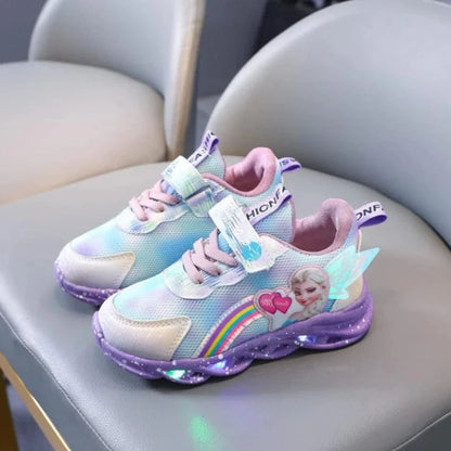 LED Lys Princess Elsa Sneakers Børn - Disney - Mesh - Frozen Sneakers Danmarkmode.dk