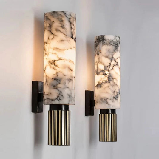 Lodret Montering Cylinder Marmor Væglampe - LED - Vandtæt Wall Light Fixtures Danmarkmode.dk
