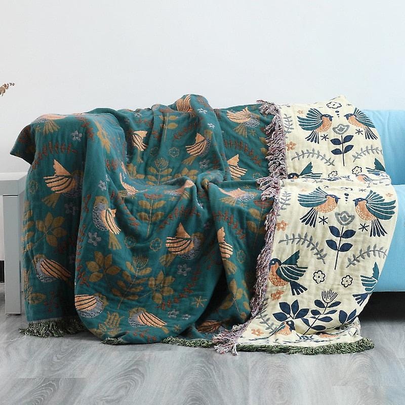 Luksuriøs Dobbeltsidet Plaid Tæppe - Boho - Tassel - Bomuld Blankets Danmarkmode.dk