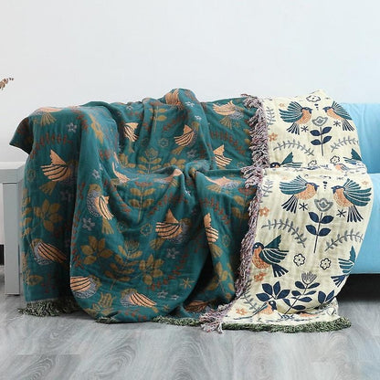 Luksuriøs Dobbeltsidet Plaid Tæppe - Boho - Tassel - Bomuld Blankets Danmarkmode.dk