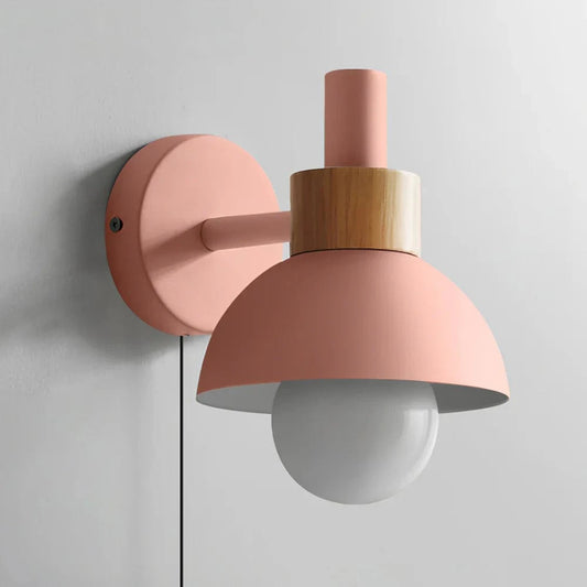 Macaron E27 Væglampe mit Træk Kæde Tænd Sluk Kontakt - LED Pære - Jern Wall Light Fixtures Danmarkmode.dk
