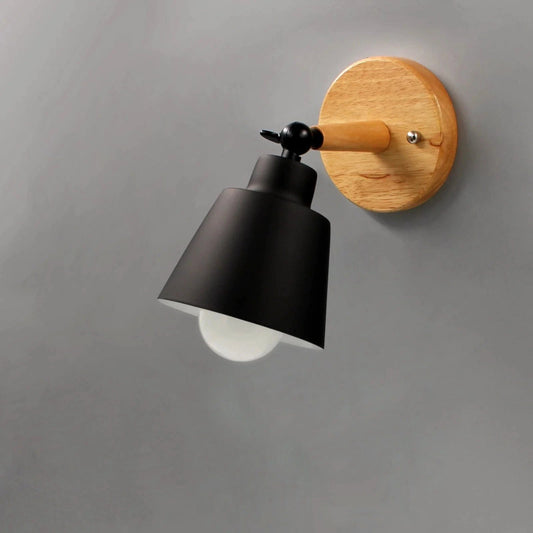 Matte Finish Væglampe med Træfod - Sengelampe - Indendørs - Jern Wall Light Fixtures Danmarkmode.dk