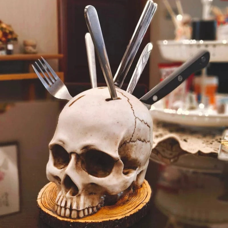 Menneske Kranium Køkken Knivholder - Knivblok - Køkkenindretning - Resin Knife Holders Danmarkmode.dk