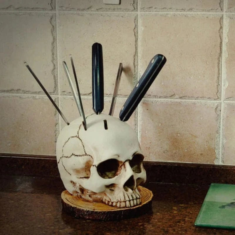 Menneske Kranium Køkken Knivholder - Knivblok - Køkkenindretning - Resin Knife Holders Danmarkmode.dk
