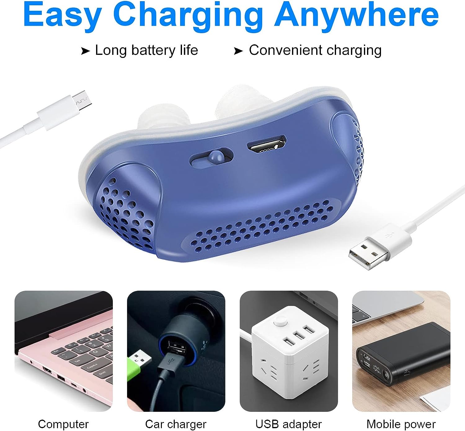 Micro CPAP-maskine – Mod søvnapnø & snorken – Rejsevenlig & USB-genopladelig Snoring & Sleep Apnea Aids Danmarkmode