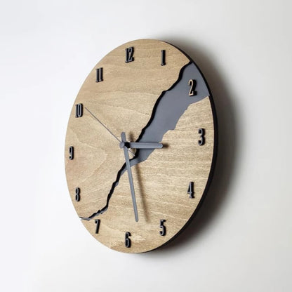 Minimalistisk Crack Vægur i Træ - Lydløst Vægur - Vægur med Tal - 30 cm Wall Clock Danmarkmode.dk