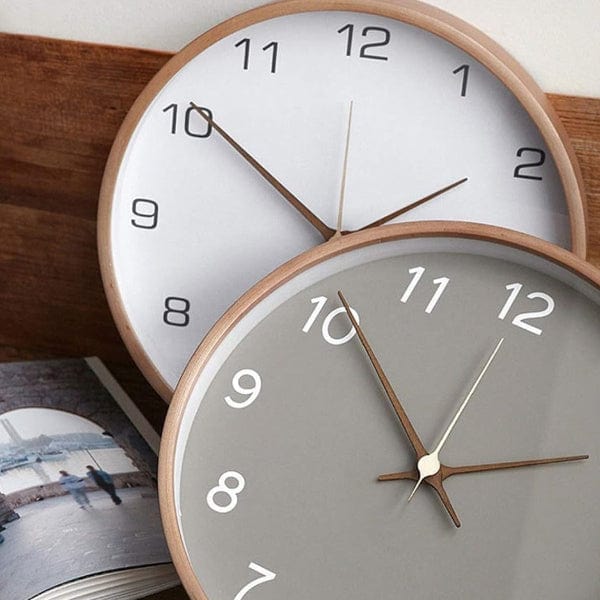 Moderne Analogt Træ Vægur - Scandinavian - Vægur med Tal - Lydløst Vægur - 30 cm Wall Clock Danmarkmode.dk