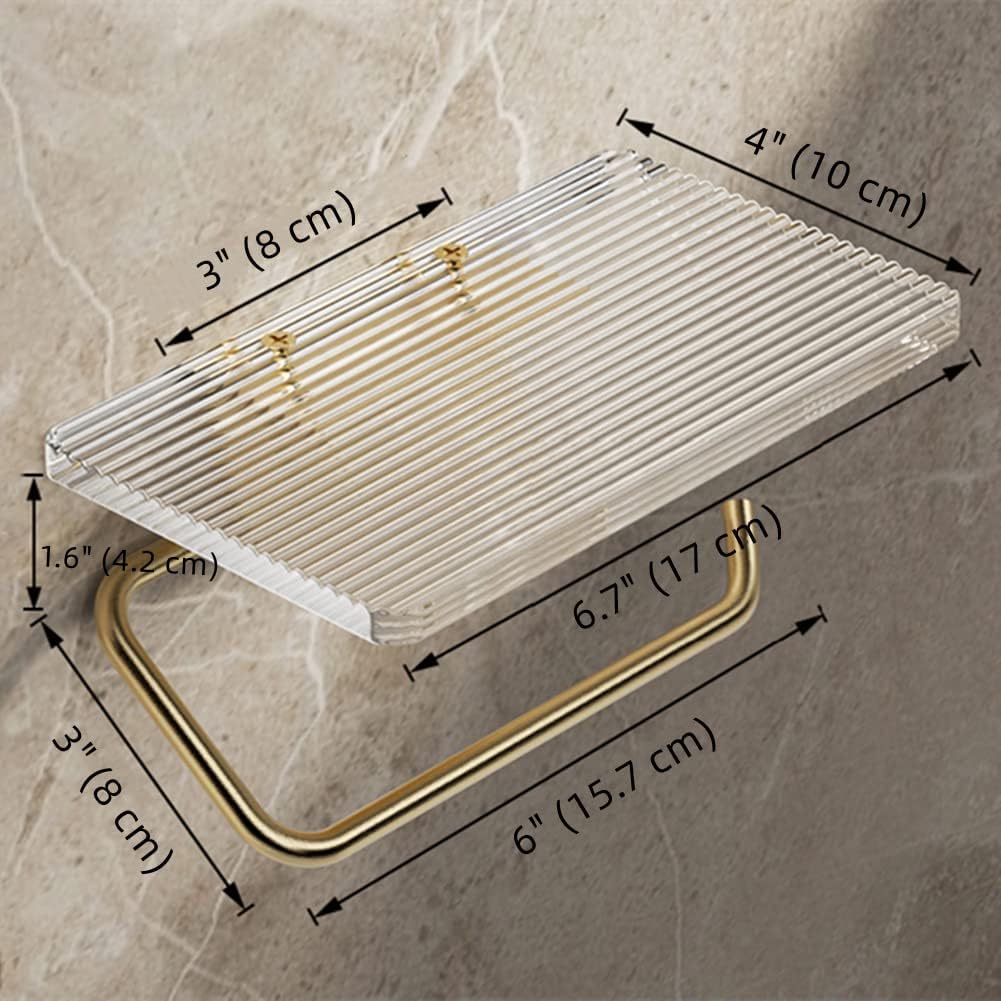 Moderne Toiletpapirholder med Akryl Hylde - Selvklæbende - Klar - Metal Storage Racks Danmarkmode.dk