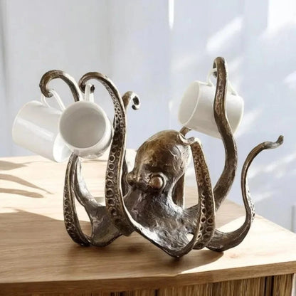 Nautisk Blæksprutte Krus Kopholder - Borddekoration - Støbejern - Bronze Finish Drinkware Holders Danmarkmode.dk
