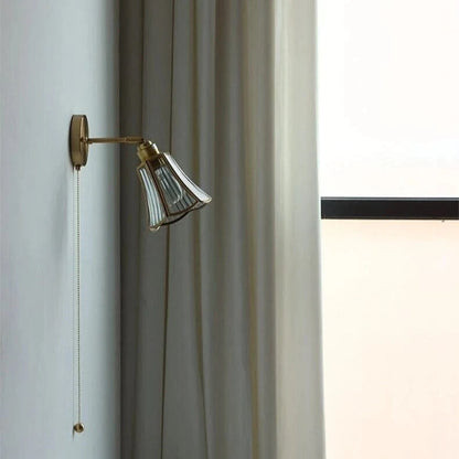 Pull Chain Blomsterglas Væglampe - Vintage - Messing - LED Lys Wall Light Fixtures Danmarkmode.dk