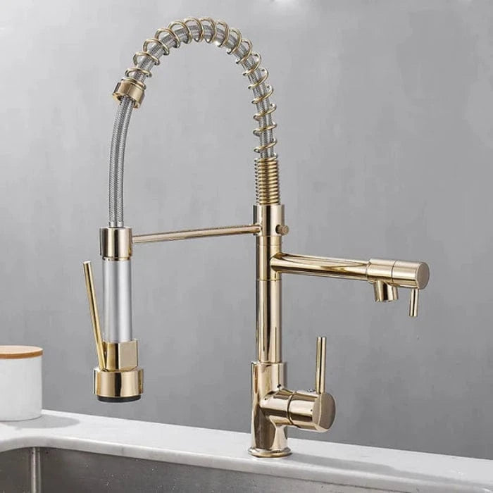 Pull Down Dobbelt Udløb Køkkenarmatur - 360 Grader - Industriel - Fleksibel Kitchen Sink Faucets Danmarkmode.dk