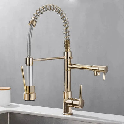 Pull Down Dobbelt Udløb Køkkenarmatur - 360 Grader - Industriel - Fleksibel Kitchen Sink Faucets Danmarkmode.dk