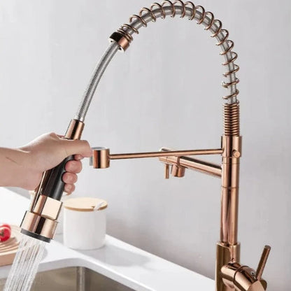 Pull Down Dobbelt Udløb Køkkenarmatur - 360 Grader - Industriel - Fleksibel Kitchen Sink Faucets Danmarkmode.dk
