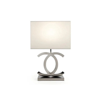 Rektangulær Skærm Dobbelt C Bordlampe - LED Pære - Rustfrit Stål - Stof Table Lamp Danmarkmode.dk