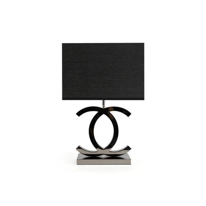 Rektangulær Skærm Dobbelt C Bordlampe - LED Pære - Rustfrit Stål - Stof Table Lamp Danmarkmode.dk