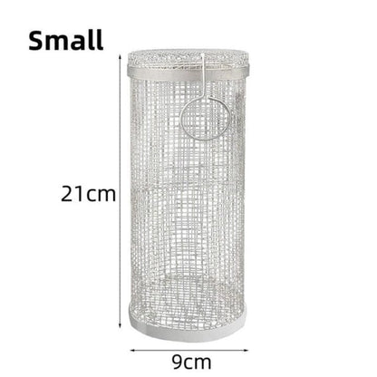 Rullende Grillkurv - Rustfrit Stål - Bærbar - Cylinder - Udendørs Outdoor Grill Baskets Danmarkmode.dk