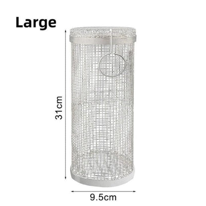 Rullende Grillkurv - Rustfrit Stål - Bærbar - Cylinder - Udendørs Outdoor Grill Baskets Danmarkmode.dk