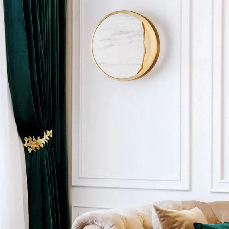 Rund Marmor Lampeskærm Væglampe - Guld - Boligindretning - 25cm Wall Light Fixtures Danmarkmode.dk