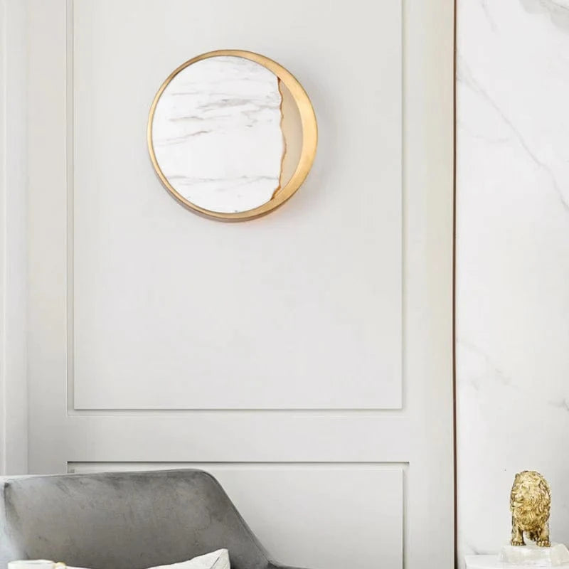 Rund Marmor Lampeskærm Væglampe - Guld - Boligindretning - 25cm Wall Light Fixtures Danmarkmode.dk