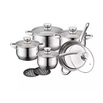 Rustfrit Stål Cookwear Sæt - Holdbar - Moderne - 12 dele Cookware Sets Danmarkmode.dk