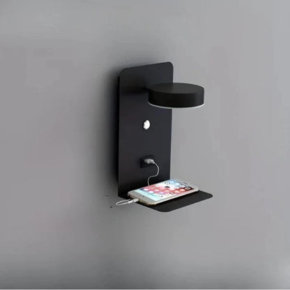 Sengelampe med Integreret Telefonholder og Oplader - Natlampe - Dæmpbar - LED Wall Light Fixtures Danmarkmode.dk