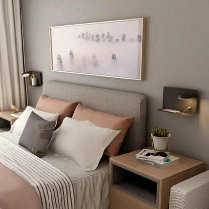 Sengelampe med Integreret Telefonholder og Oplader - Natlampe - Dæmpbar - LED Wall Light Fixtures Danmarkmode.dk