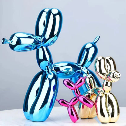 Skinnende Ballonhund Skulptur - Boligindretning - Metallisk - Resin Sculpture Statue Danmarkmode.dk