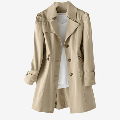 Slank Pasform Mellemlang Trenchcoat Dame - Overfrakke - Vindjakke - Vandtæt Trench Coats Danmarkmode.dk