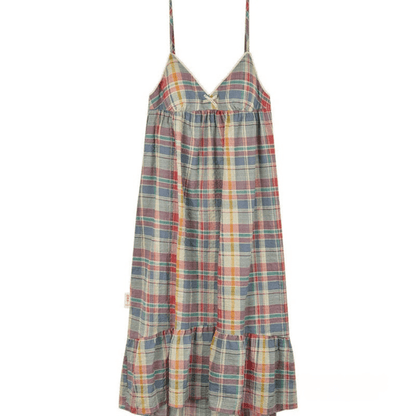 Sommer Nattøj Ternet Natkjoler - Midi - Flowy Dress - Bomuld Dresses Danmarkmode.dk