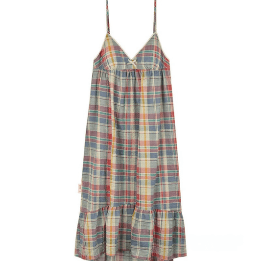 Sommer Nattøj Ternet Natkjoler - Midi - Flowy Dress - Bomuld Dresses Danmarkmode.dk