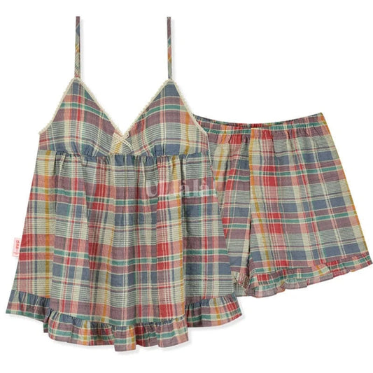Spaghettistropper Ternet Pyjamas Sæt Dame - Loungewear - Bomuld - Todelt Sæt Pajamas Danmarkmode.dk