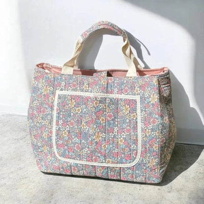 Stor Kapacitet Blomster Tote Bag - Skuldertaske - Pusletaske - Quiltet Tote Bags Danmarkmode.dk