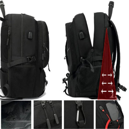 Stor Kapacitet Kan udvides Rejserygsæk - Vandtæt - USB Port - Sportstaske Backpacks Danmarkmode.dk