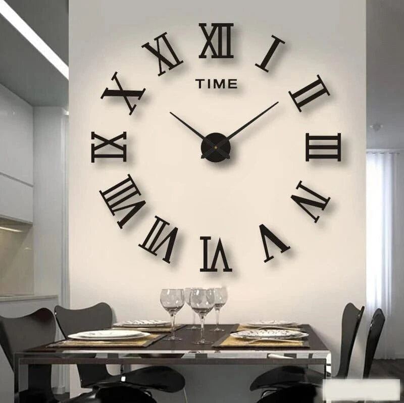 Stor Vægur med Tal - Rammeløs 3D DIY Vægur Wall Clock Danmarkmode.dk