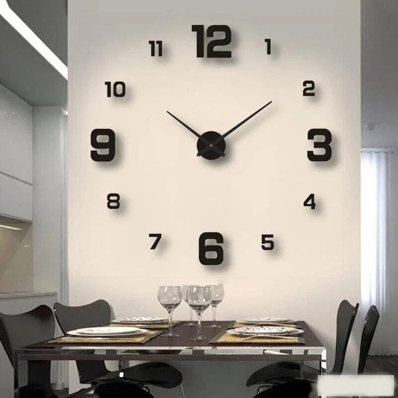 Stor Vægur med Tal - Rammeløs 3D DIY Vægur Wall Clock Danmarkmode.dk