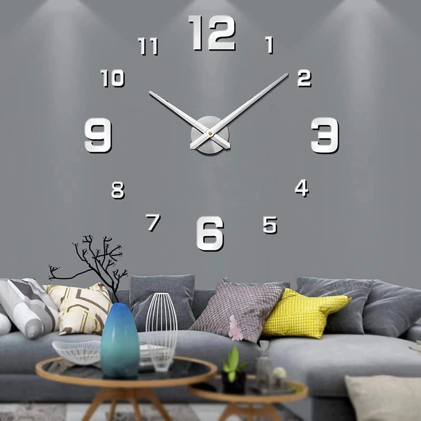 Stor Vægur med Tal - Rammeløs 3D DIY Vægur Wall Clock Danmarkmode.dk