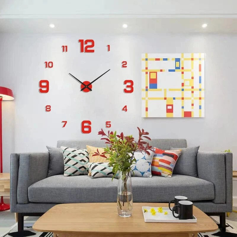 Stor Vægur med Tal - Rammeløs 3D DIY Vægur Wall Clock Danmarkmode.dk