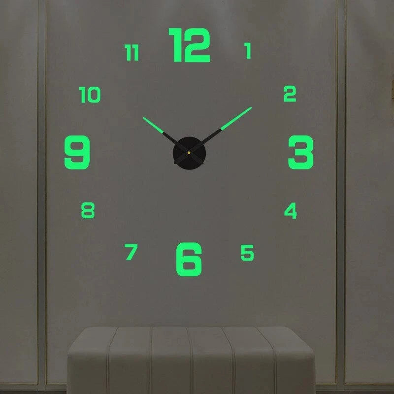 Stor Vægur med Tal - Rammeløs 3D DIY Vægur Wall Clock Danmarkmode.dk