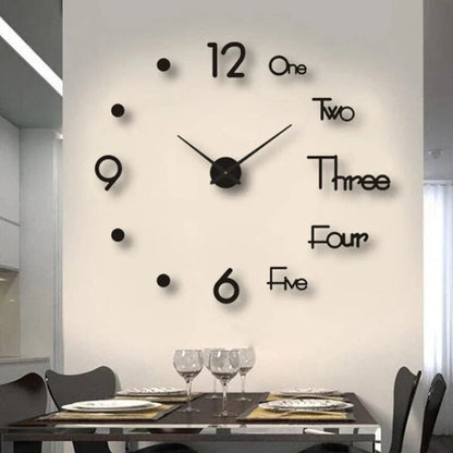 Stor Vægur med Tal - Rammeløs 3D DIY Vægur Wall Clock Danmarkmode.dk