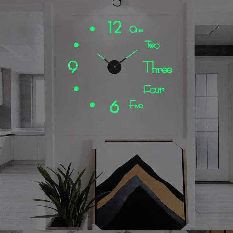 Stor Vægur med Tal - Rammeløs 3D DIY Vægur Wall Clock Danmarkmode.dk