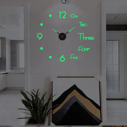 Stor Vægur med Tal - Rammeløs 3D DIY Vægur Wall Clock Danmarkmode.dk