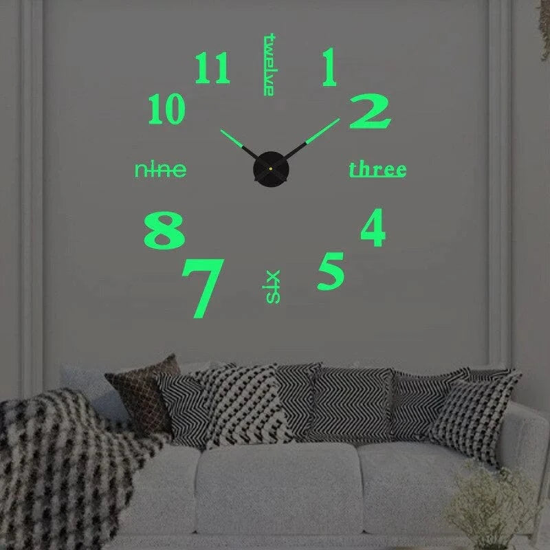 Stor Vægur med Tal - Rammeløs 3D DIY Vægur Wall Clock Danmarkmode.dk