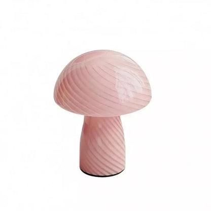 Stribet Mushroom Glas Bordlampe - Glossy - USB Port - Moderne Table Lamp Danmarkmode.dk