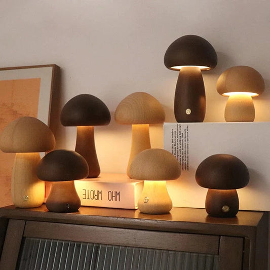 Svamp Natlys til Børn - Sengelampe - Dæmpbar - Træ Bedside Lamps Danmarkmode.dk