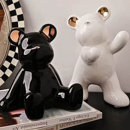 To Dele Keramik Teddy Bear Bookends - Dyrefigurer - Ornaments - Kraftig Bookends Danmarkmode.dk