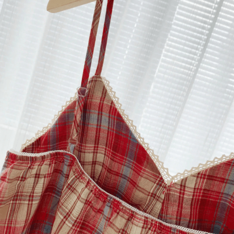 Todelt Ternet Pyjamas Sæt Dame - Loungewear - Matchende Sæt - Bomuld Pajamas Danmarkmode.dk