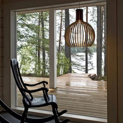 Træ Pendel Lampe - Vintage - Justerbar - Hængende - Boligindretning - LED Lys Pendant Lights Danmarkmode.dk
