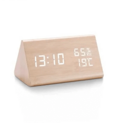 Træ Trekantet Digital Display Vækkeur - LED - Bordur - Værelsesindretning Alarm Clocks Danmarkmode.dk